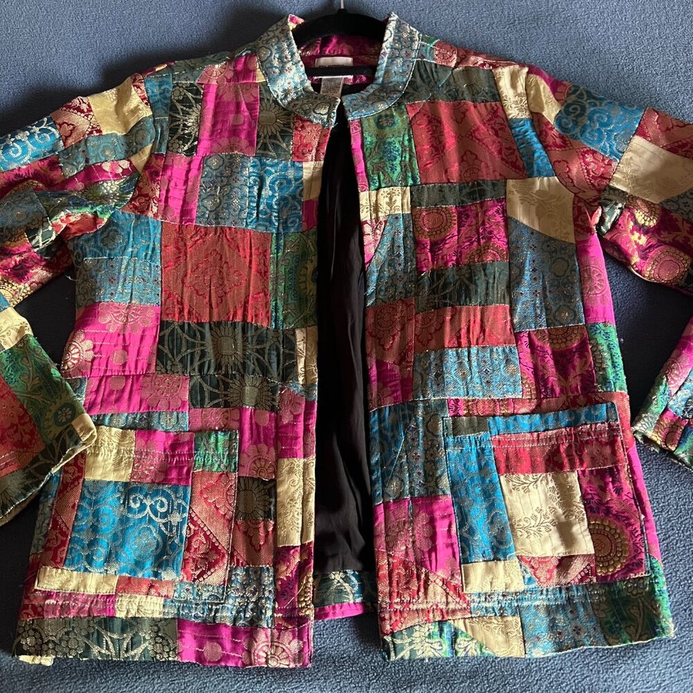 Chicos Multicolor Metallic Patchwork Jacket - image 2